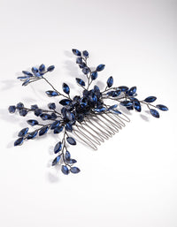 Blue Gunmetal Floral Gem Comb - link has visual effect only