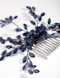 Blue Gunmetal Floral Gem Comb - link has visual effect only