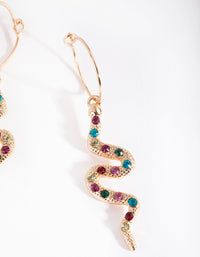 Gold Multi Diamante Snake Drop Earrings - link has visual effect only