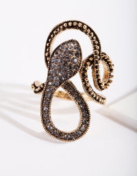 Gold Textured Diamante Snake Ring - link has visual effect only