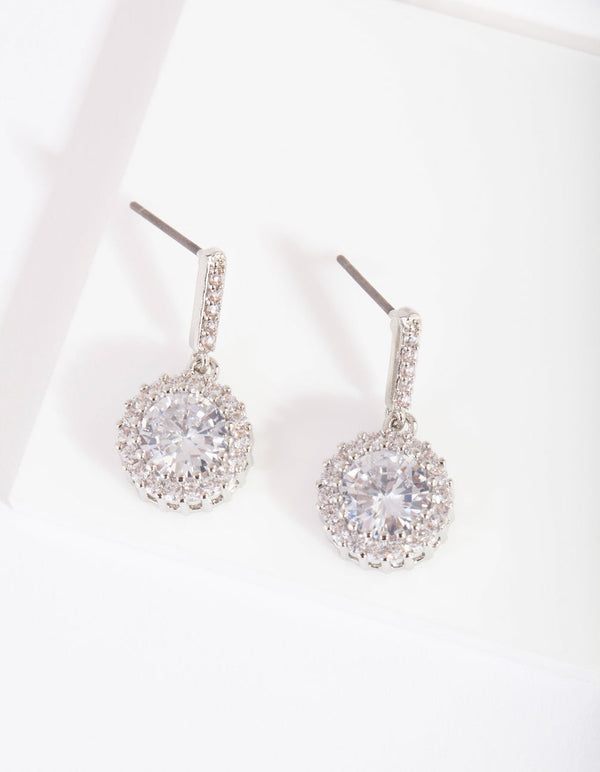 Diamond Simulant Circle Drop Earrings