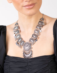 Gunmetal Bohemian Bead Drop Necklace - link has visual effect only