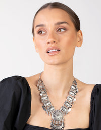 Gunmetal Bohemian Bead Drop Necklace - link has visual effect only