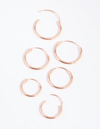 Rose Gold Plated Sterling Silver Plain Hoop Earring Pack - link has visual effect only