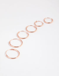 Rose Gold Plated Sterling Silver Plain Hoop Earring Pack - link has visual effect only