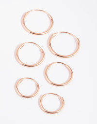 Rose Gold Plated Sterling Silver Plain Hoop Earring Pack - link has visual effect only