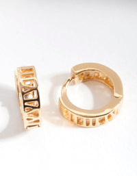 Gold Plated Sterling Silver Roman Numeral Hoop Earrings - link has visual effect only