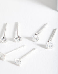 Sterling Silver Mini Cubic Zirconia Stud Earring Pack - link has visual effect only