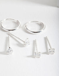 Sterling Silver Cubic Zirconia Stud & Hoop Earring Pack - link has visual effect only