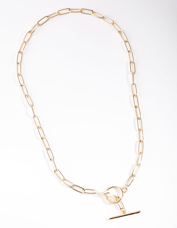 Gold Long Link Bar Necklace - Lovisa