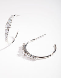 Rhodium Cubic Zirconia Cluster Gem Hoop Earrings - link has visual effect only