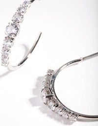 Rhodium Cubic Zirconia Cluster Gem Hoop Earrings - link has visual effect only