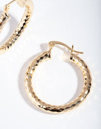 Gold Plated Patterned Hoop Earrings - link has visual effect only