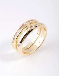 Gold Plated Diamante Stone Ring Pack - link has visual effect only