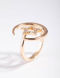 Gold Crystal Star Cresent Moon Ring - link has visual effect only