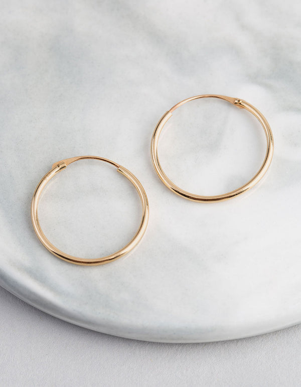 9ct Gold 18mm Fine Hoop Earrings