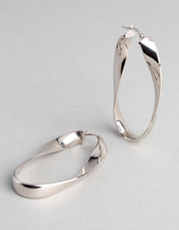 Sterling Silver Twisted Oval Hoop Earrings - link has visual effect only