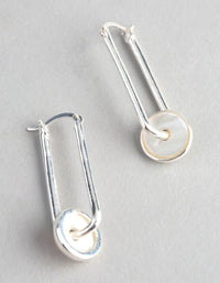 Sterling Silver Mother of Pearl Disc Drop Earrings - link has visual effect only