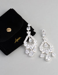 Rhodium Cubic Zirconia Statement Teardrop Earrings - link has visual effect only