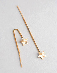 9ct Gold Diamond Cut Star Box Chain Threader Earrings - link has visual effect only