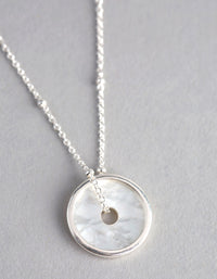 Sterling Silver Mother of Pearl Disc Satellite Chain Necklace - link has visual effect only