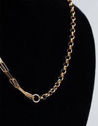 Gold Plated Sterling Silver Half & Half Chain Necklace - link has visual effect only