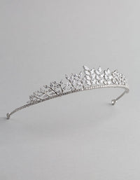 Rhodium Cubic Zirconia Navette Stone Tiara - link has visual effect only