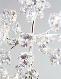 Rhodium Cubic Zirconia Flower Hair Drape - link has visual effect only