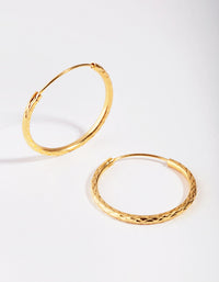 Gold Plated Sterling Silver 25mm Diamond Cut Hoop Earrings - link has visual effect only