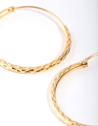 Gold Plated Sterling Silver 25mm Diamond Cut Hoop Earrings - link has visual effect only