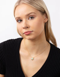 Gold Plated Diamante Semi Precious Jade Sun Necklace - link has visual effect only