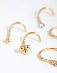 Gold Surgical Steel Ball Cluster Nose Stud 6-Pack - link has visual effect only