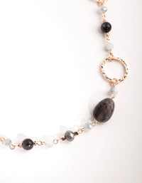 Rose Gold Crater Hoop & Bead Necklace - link has visual effect only