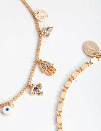 Gold Evil Eye Charm Anklet Pack - link has visual effect only