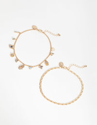 Gold Evil Eye Charm Anklet Pack - link has visual effect only