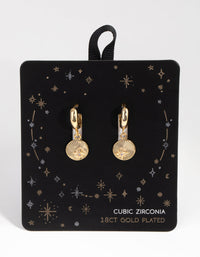 18ct Gold Plated Cubic Zirconia Coin Huggie Earrings - link has visual effect only