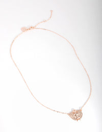 Rose Gold Plated Cubic Zirconia Scarab Beetle Necklace - link has visual effect only