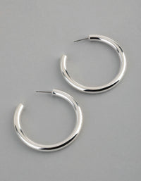 Silver Plated Brass Solid Classic Hoop Earrings - link has visual effect only