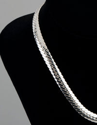 Silver Plated Brass Flat Curb Chain Necklace - link has visual effect only