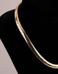 18ct Gold Plated Brass Flat Chain Necklace - link has visual effect only