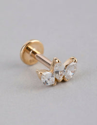 9ct Gold Cubic Zirconia Cluster Flat Back - link has visual effect only