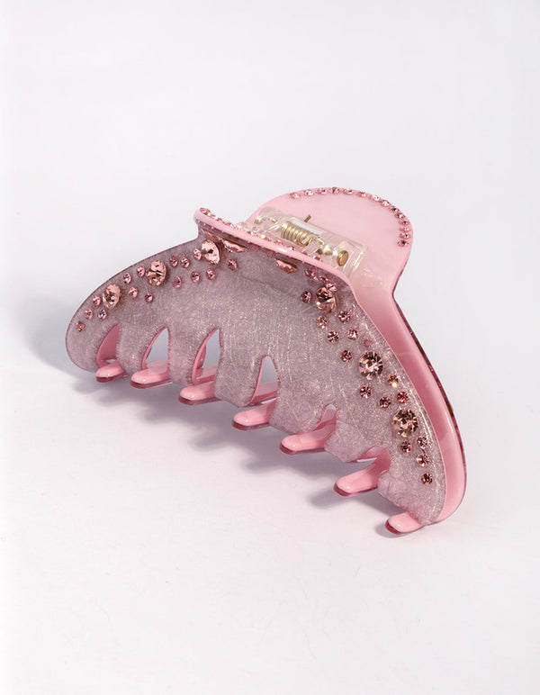 Pink Acrylic Embossed Round Claw