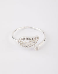 Sterling Silver Diamante Leaf Open Ring - link has visual effect only