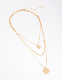 Gold Plated Disc & Ball Necklace Layered Necklace - link has visual effect only