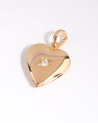 Gold Plated Diamante Heart Locket Charm - link has visual effect only