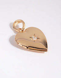 Gold Plated Diamante Heart Locket Charm - link has visual effect only