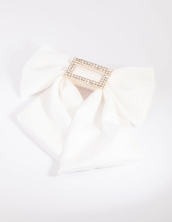 Diamante Rectangular Bow Clip