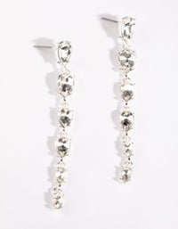 Silver Descending Diamante Drop Earrings - link has visual effect only