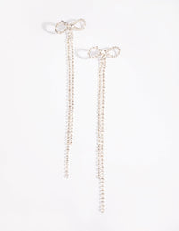 Silver Bow Cup Chain Drop Earrings - link has visual effect only