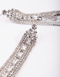 Silver Diamante Cup Chain Drop Earrings - link has visual effect only